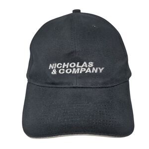 Nicholas & Company Strapback Hat Black One Size Adjustable Embroidered AMC
